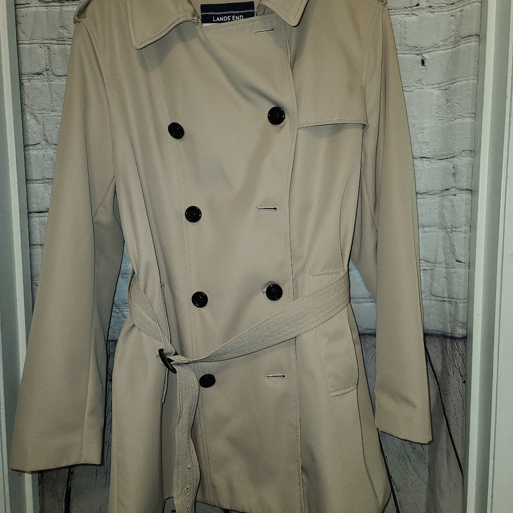 NWT Lands end Tan Trench Coat Plus US 16